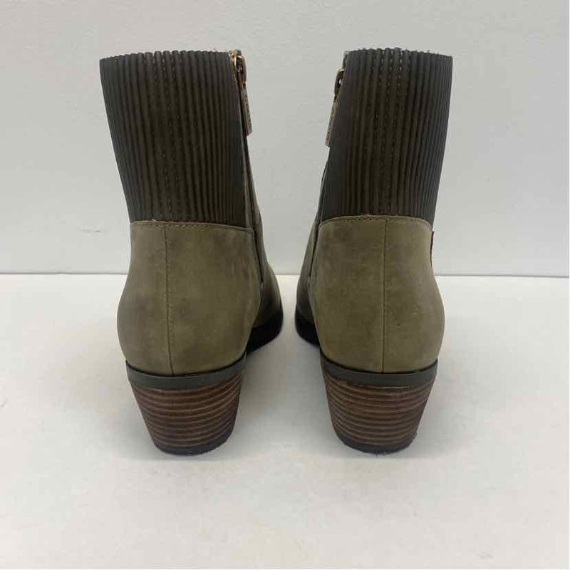 Vionic Shantelle Size 7 Women's Olive Green Solid Zip Up Booties
