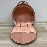 Smart Birdy Cognac Faux Leather Solid Round Suitcase