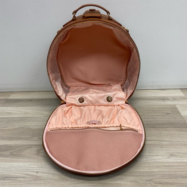 Smart Birdy Cognac Faux Leather Solid Round Suitcase
