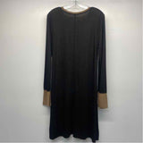Three Dots Size M Women's Black-Brown Color Block Long Sleeve Dress