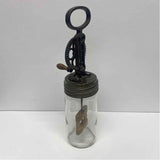 Antique Clear Glass Metal Round Butter Churn
