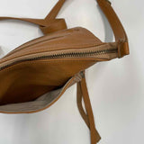Carla Mancini Caramel Leather Pebbled Crossbody Handbag