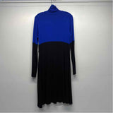Karen Kane Size L Women's Blue-Black Color Block Turtle Neck Dress
