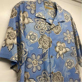 Tommy Bahama Size L Blue-White Silk Pattern Men's Men's Short Sleeve Shirt