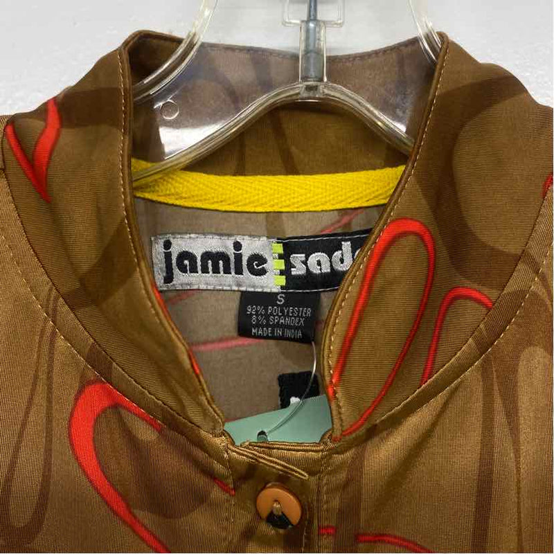 Jamie Sadock Size S Women's Brown-Red Pattern Mock Neck Sleeveless Top