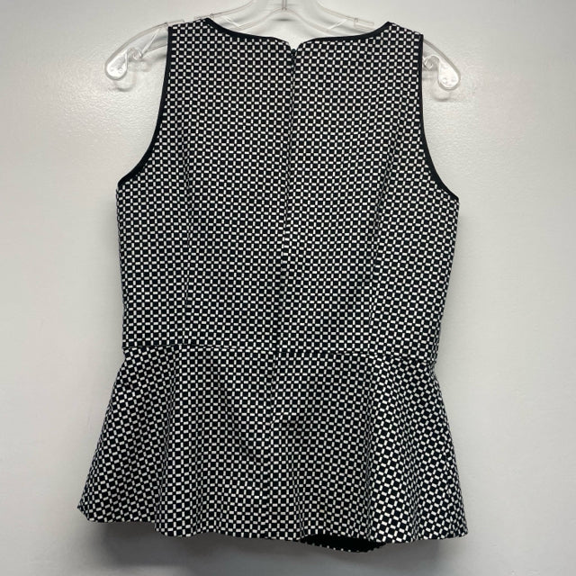 White House Black Market Size 8-M Women's Black-White Plaid Sleeveless Top