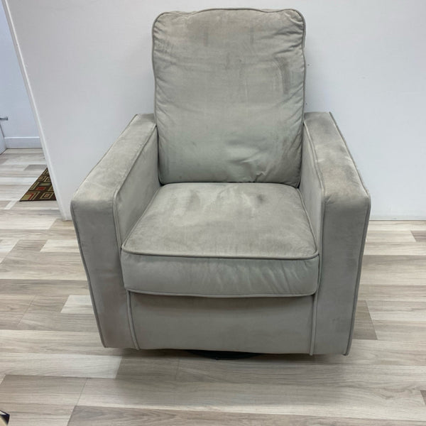 Solid Gray Microsuede Swivel Rocking Chair