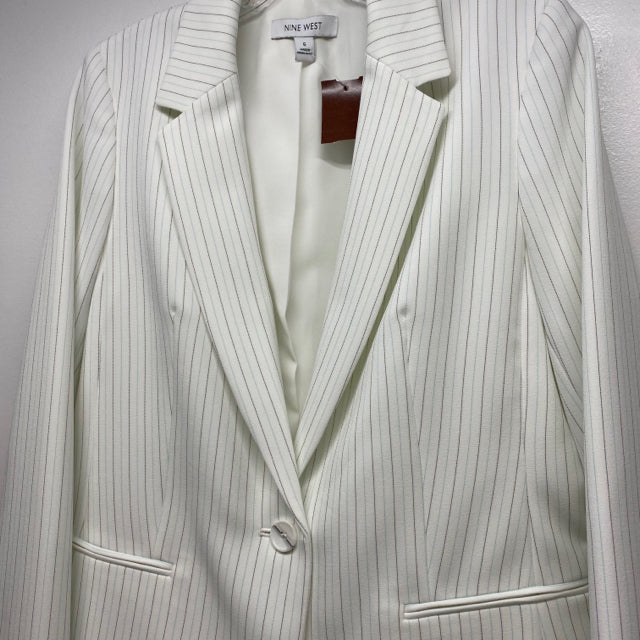 Nine West Women's Size 6- S White-Multicolor Stripe Single Button Jacket