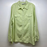 Chico's Size XL-3 Women's Green-White Plaid Button Down Blouse