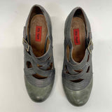 Miz Mooz Size 6.5 Women's Green-Gray Color Block Heel Shoes