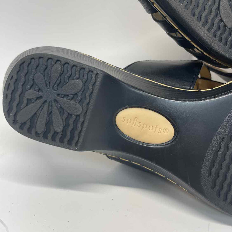 Softspots Size 8.5 Women's Black Solid Slip On Sandals