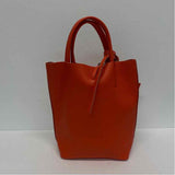 Made in Italy Orange Leather Pebbled Satchel Handbag