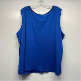 Ming Wang Size 2x Women's Blue Solid V Neck Sleeveless Top