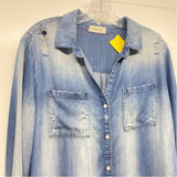 Bella Dahl Size L Women's Blues Distressed Shirt Dress