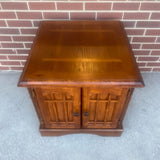 Brown Wood Side Table with 2 Doors