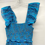 Cleobella Size S Women's Teal-Mullticolor Pattern Maxi-Short Sleeve Dress