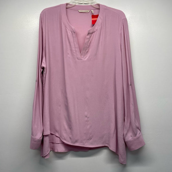 Soft Surroundings Size PXL Women's Pink Solid V Neck Blouse