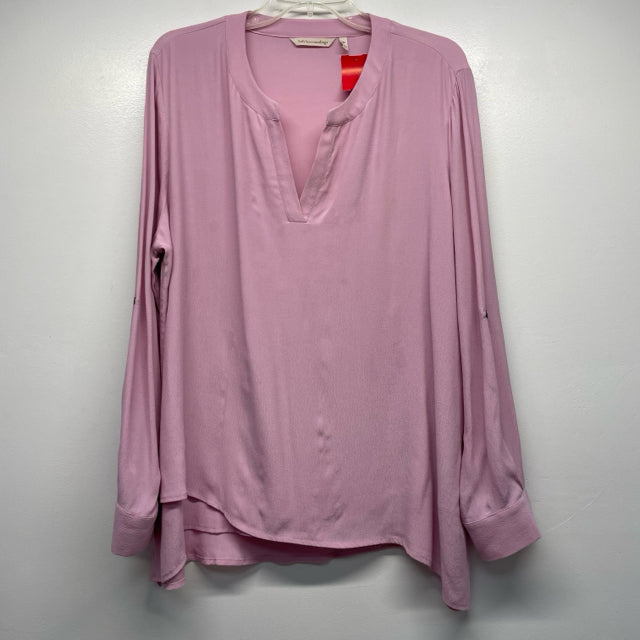 Soft Surroundings Size PXL Women's Pink Solid V Neck Blouse