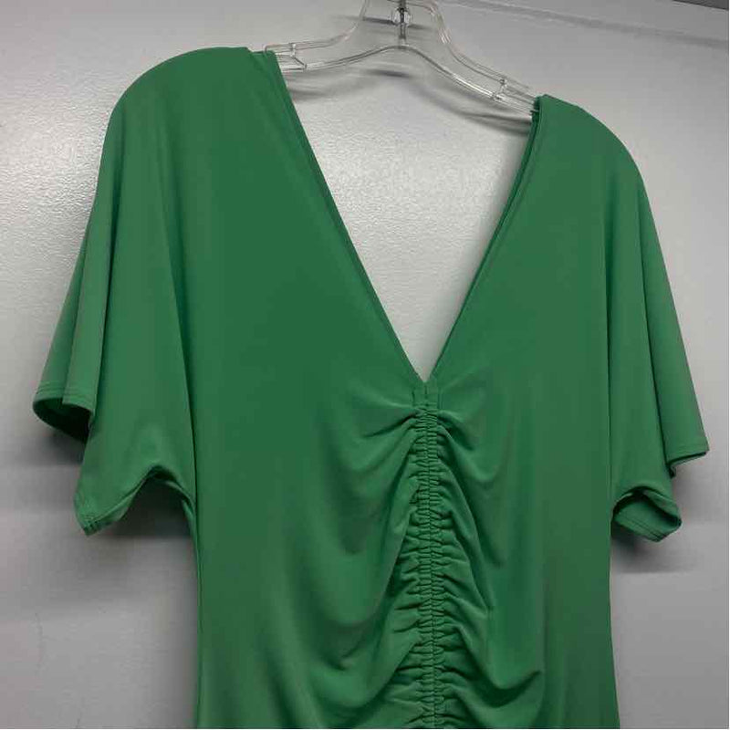 White House Black Market Size M Women's Green Solid Fit And Flare Dress