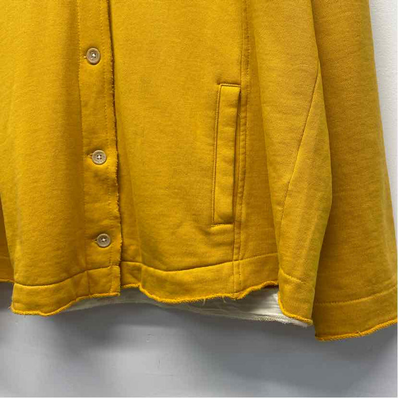 Carbon 2 Cobalt Women's Size L Yellow Solid Button Up Sweatshirt