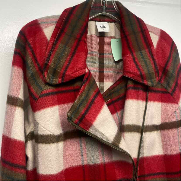 Cabi Women's Size L Red-Multi Plaid Zip Up Jacket