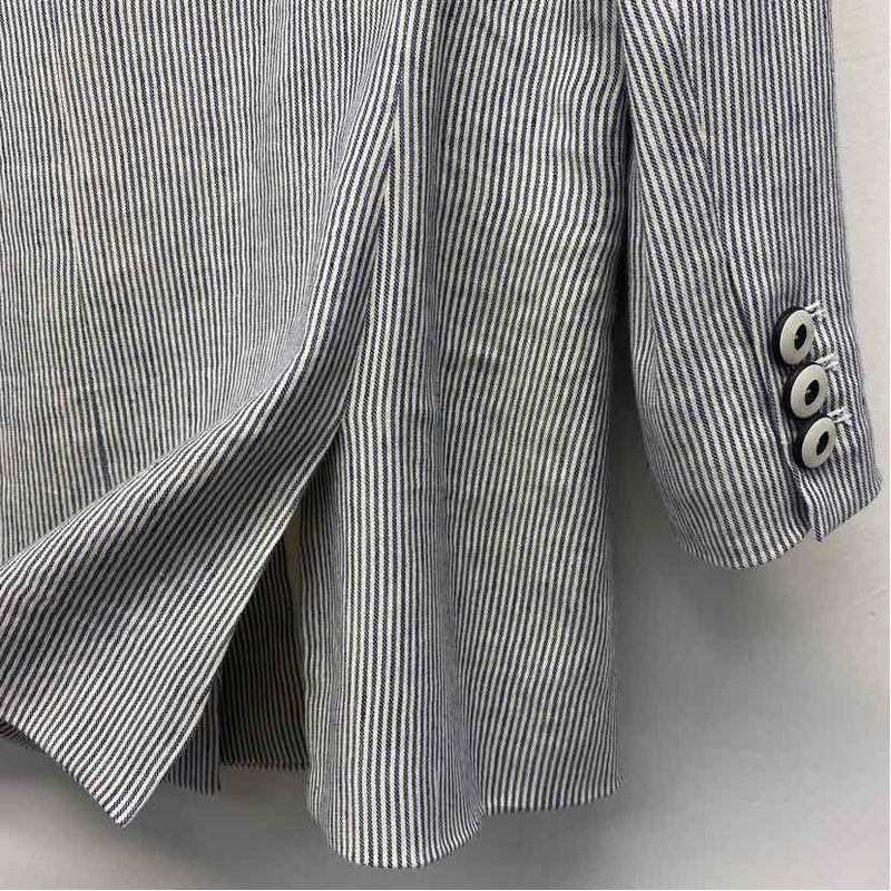 Antonio Melani Women's Size 16-XXL Blue-White Stripe Double Breasted Jacket