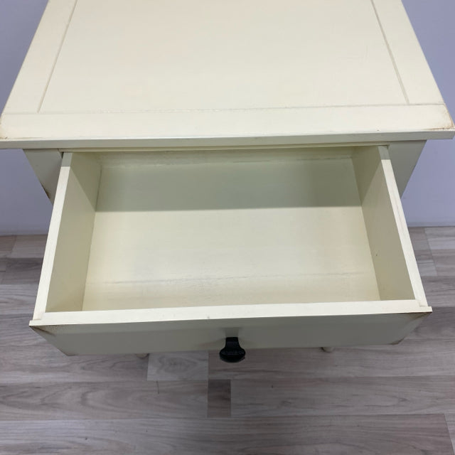 Off White One Drawer Wood Side Table