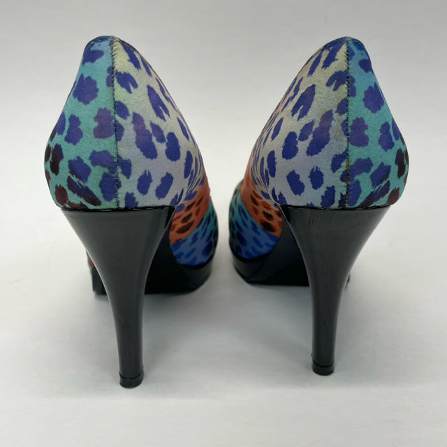 Nine West Size 6.5 Women's Multicolor Animal Print Open Toe Shoes