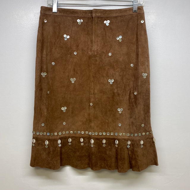 For Joseph Women's Size 27-4 Brown Flare Hem Beaded Skirt