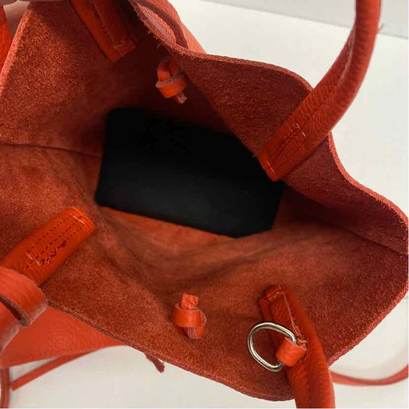 Made in Italy Orange Leather Pebbled Satchel Handbag
