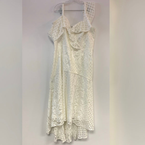 City Chic Size 2X-20 Women's Ivory Solid Maxi-Spaghetti Strap Dress