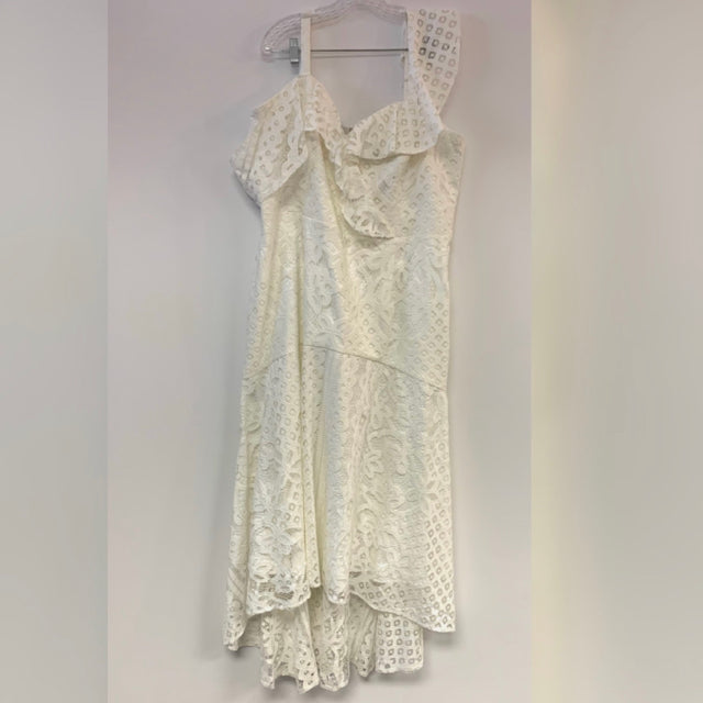 City Chic Size 2X-20 Women's Ivory Solid Maxi-Spaghetti Strap Dress