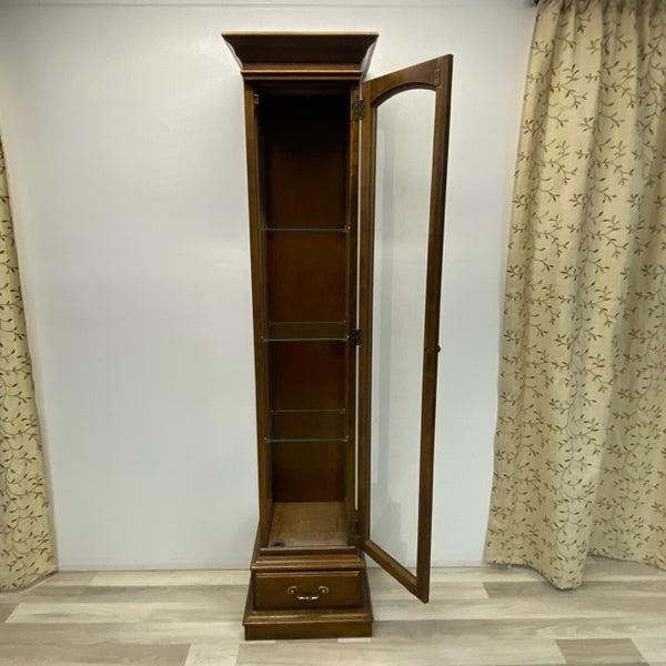Ethan Allen Brown Wood-Glass Curio Cabinet