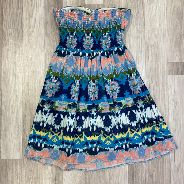 Red Camel Women's Size S Blue-Multi Abstract Strapless Dress