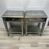 Side Silver Wood-Mirror Table