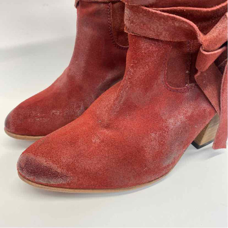Freebird by Steven Size 6 Women's Red Distressed Heel Boots