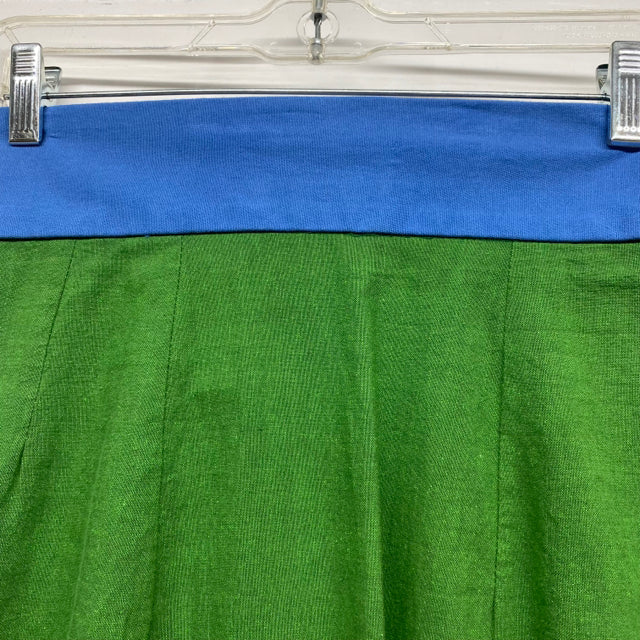 Kim Schalk Women's Size 4 Green-Blue Color Block A Line- Knee Skirt