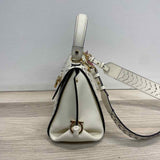 Salvatore Ferragamo Cream Leather Cutout Satchel Handbag