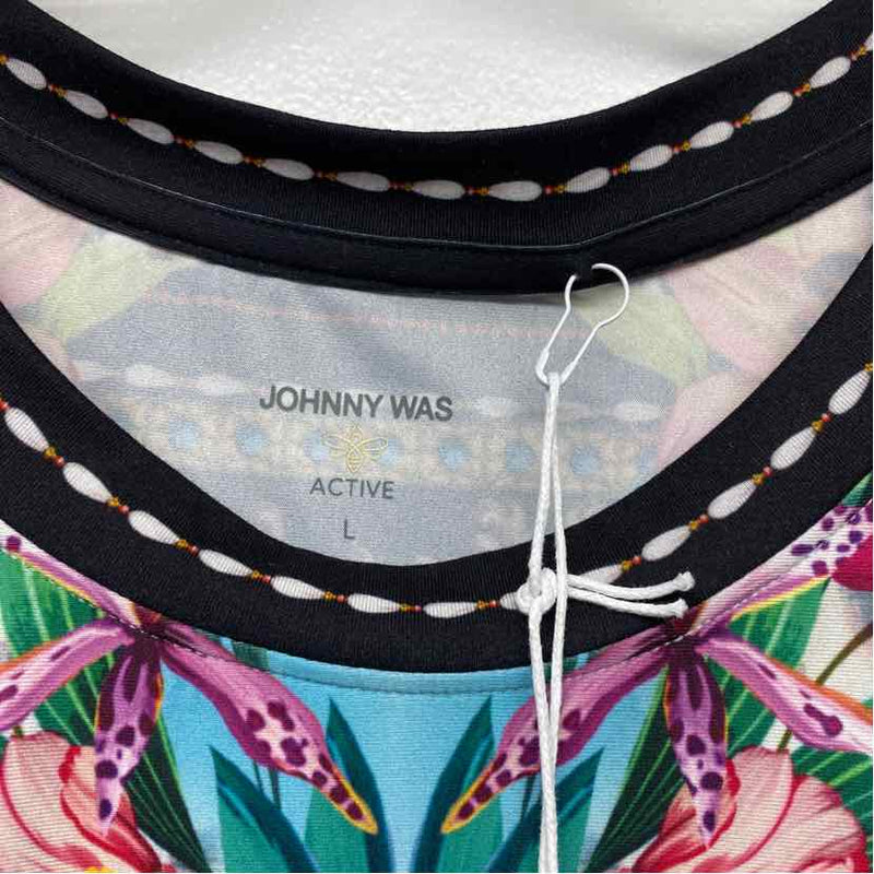 Johnny Was Size L Women's Black-Multi Botanical Tank Top Sleeveless Top
