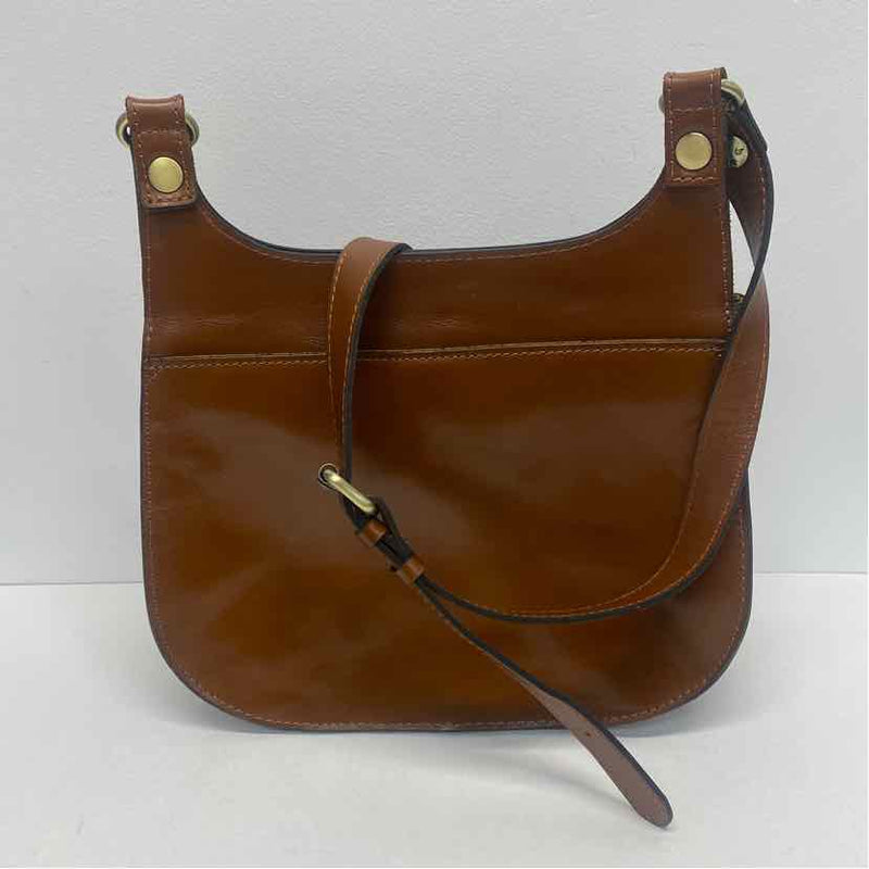 Patricia Nash Brown Leather Solid Crossbody Handbag