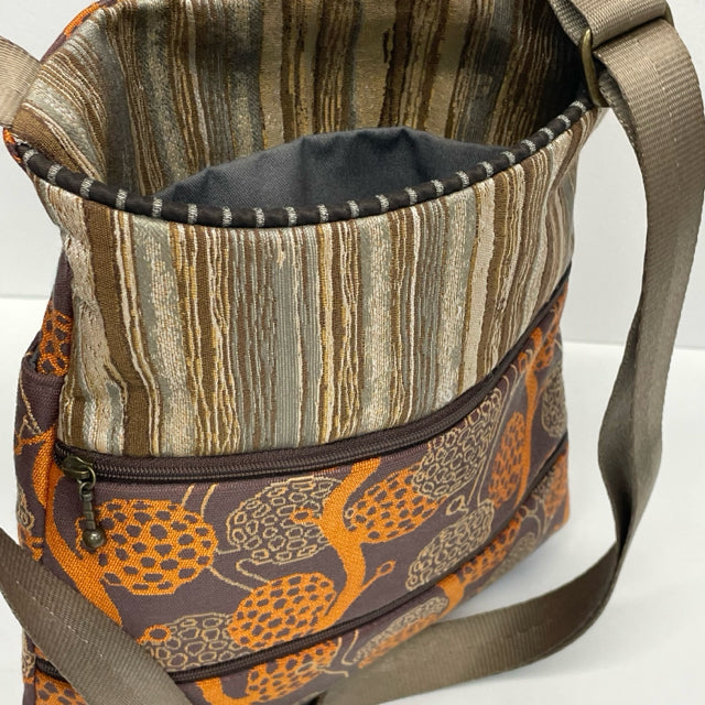 Maruca Brown-Multi Fabric Pattern Crossbody Handbag