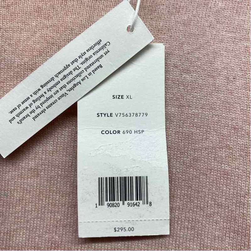 Vince Size Xl Women's Light Pink Solid Pullover Sweater