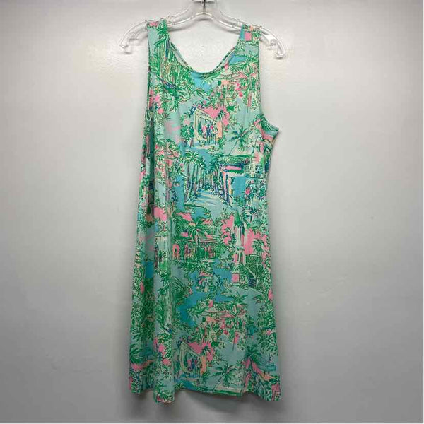 Lilly Pulitzer Size L Women's Green-Multi Print Shift Dress