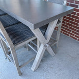 Martha Stewart Gray Bar Height Table with 6 wicker chairs