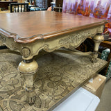Brown-Tan Wood Carved Coffee Table