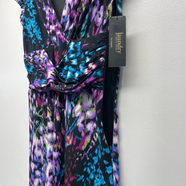 Laundry by Shelli Segal Size S-4 Black-Multi Abstract Short Sleeve Dress