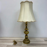 Table Top Brass Metal Lamp w Cream Lampshade