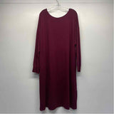 Encircled Size Xl Women's Burgundy Solid Long Sleeve Shift Dress