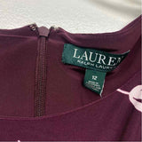 Lauren Ralph Lauren Size 12-L Women's Burgundy-White Pattern Sheath Dress