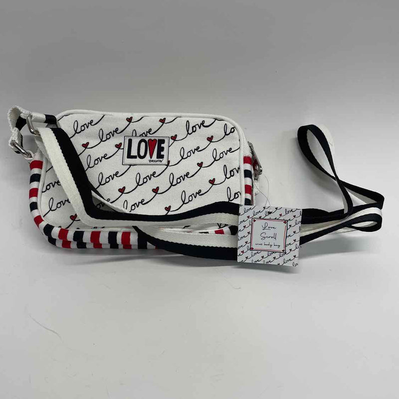 Brighton White-Red Canvas Pattern Crossbody Handbag